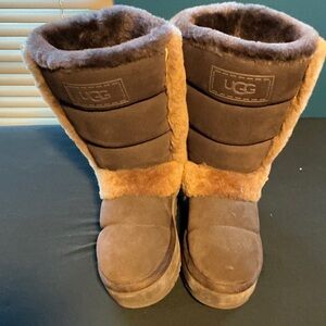 UGG Chocolate and Tan Shearling Boots